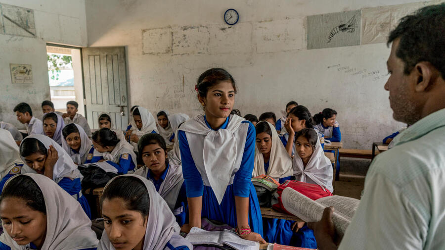 Bangladesh. Rohingya Refugees from Myanmar and local Bangladeshi students attend school together