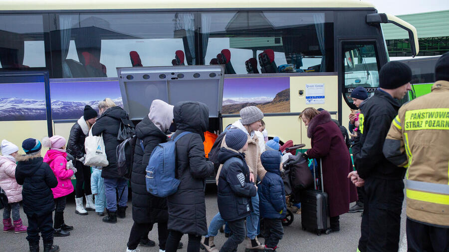Poland. UNHCR Staff meets refugees from Ukraine crossing into Poland at Medyka border crossing