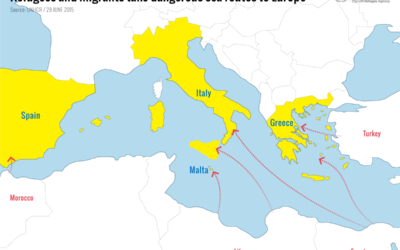 JT Pabėgėlių agentūra (UNHCR): 2015 m. Viduržemio jūros regiono krizė po šešių mėnesių: fiksuojamas didžiausias pabėgėlių ir migrantų skaičius