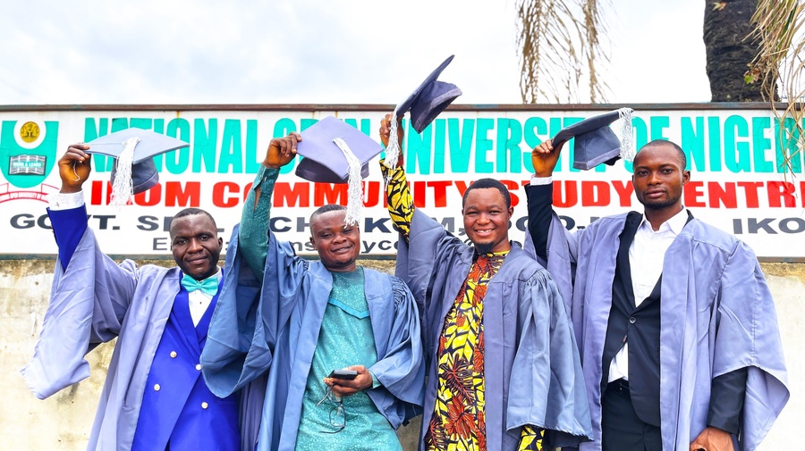 Cameroonian refugee DAFI scholarship beneficiaries during their convocation in Cross River State