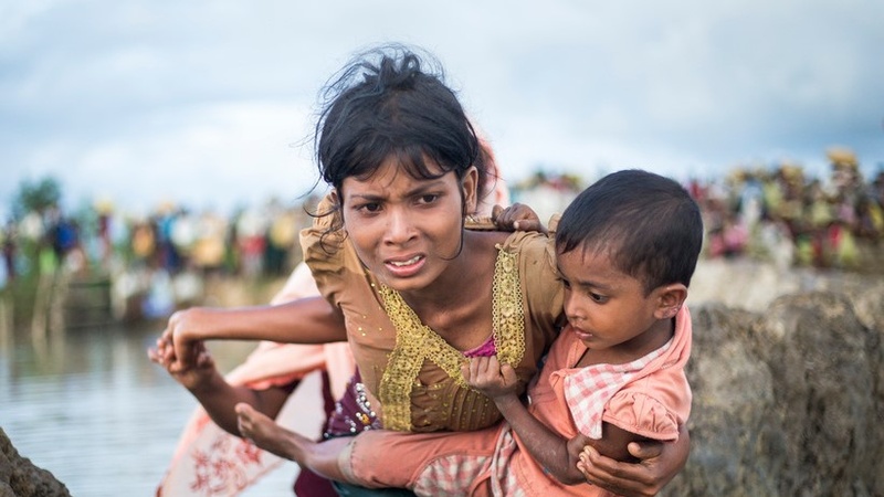 A refugee and her child