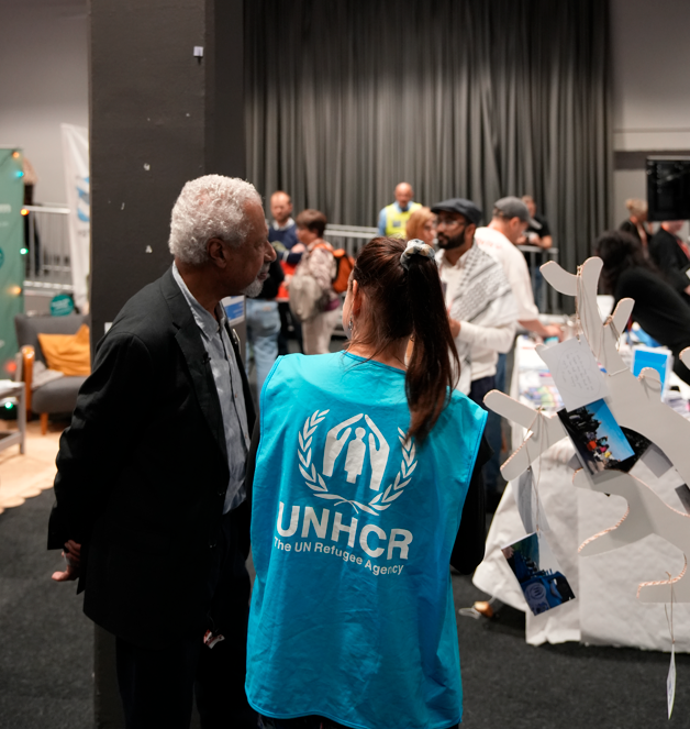 Nobel Prize laureate Abdulrazak Gurnah, in a conversation with UNHCR’s Representative for the Nordic and Baltic countries Annika Sandlund. 