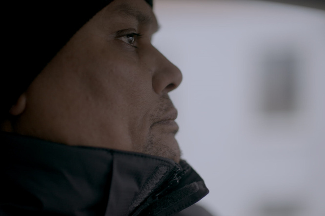 A person looking to the side