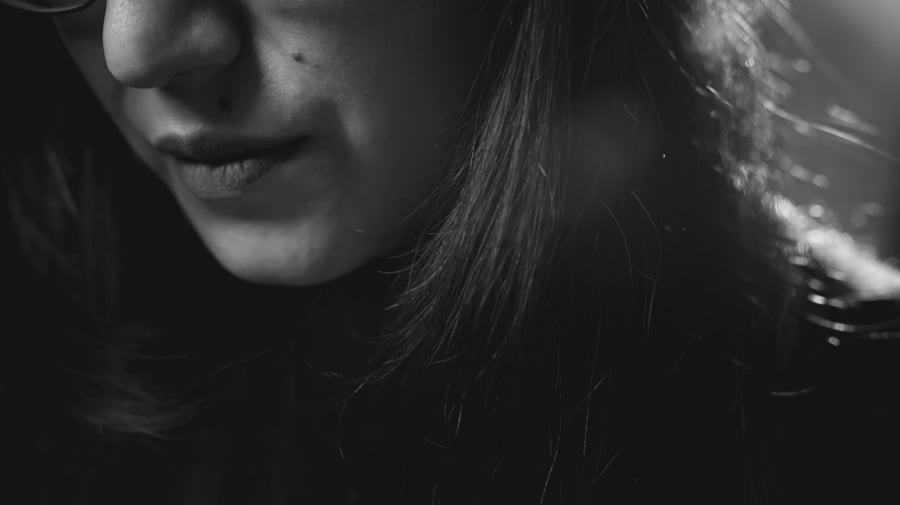 A close-up of a person's face