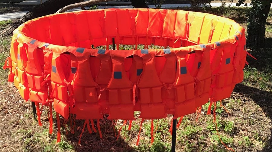 Lifevests from refugees, art installation at The Venice Biennale.