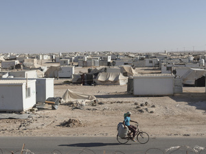 Jordan. Overview of Za'atari refugee camp.