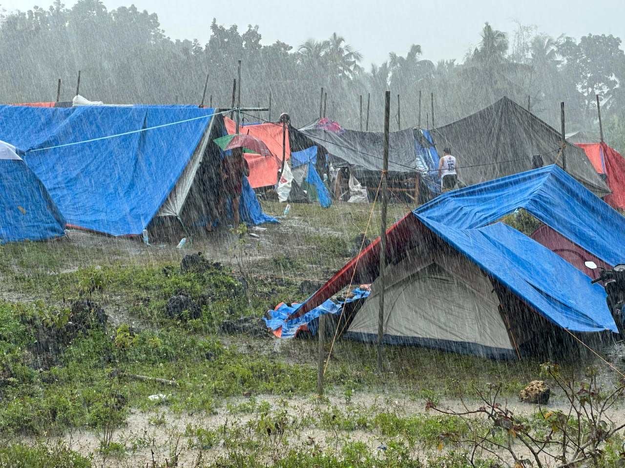 Rain on UNHCR tents