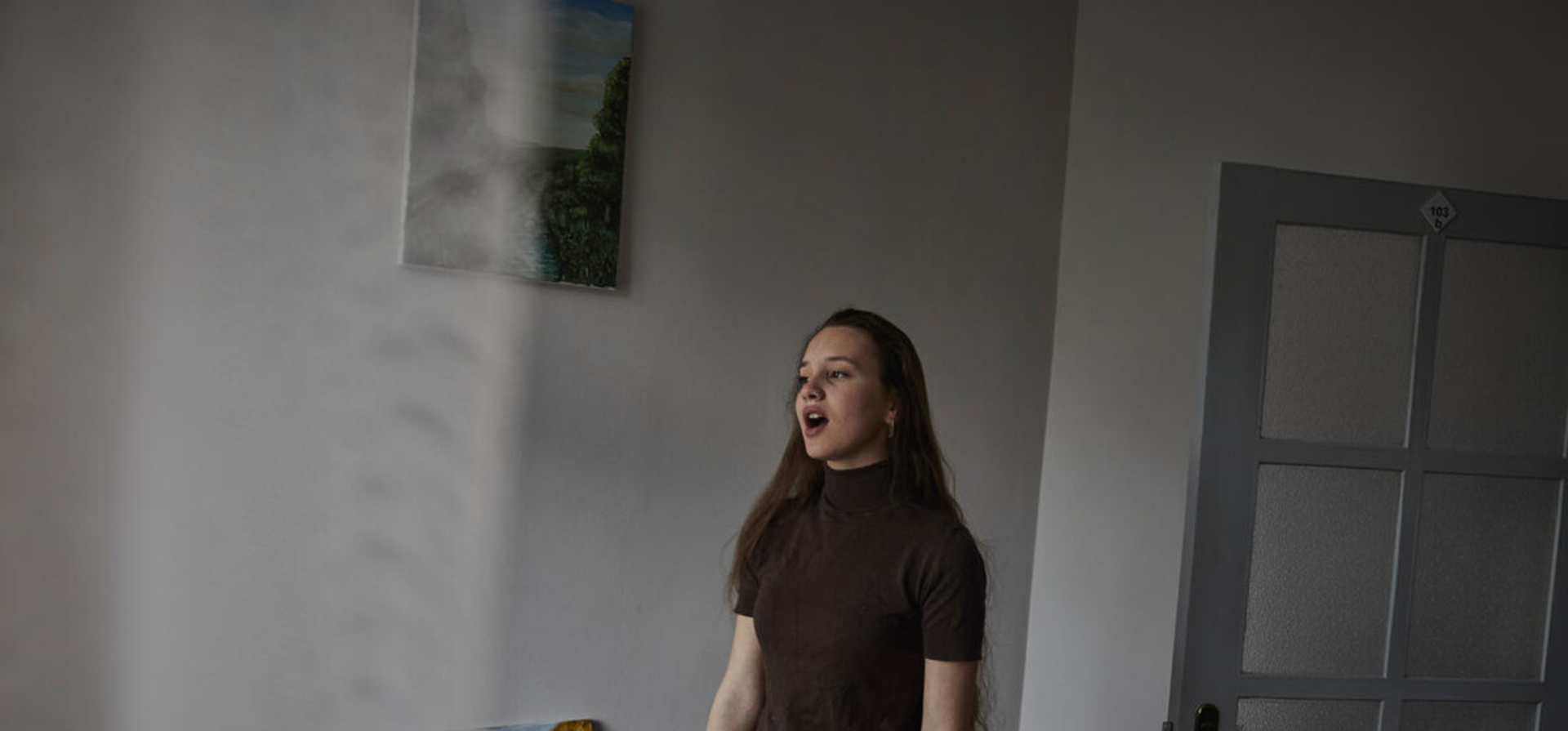 Moldova. Refugee family in temporary accommodation