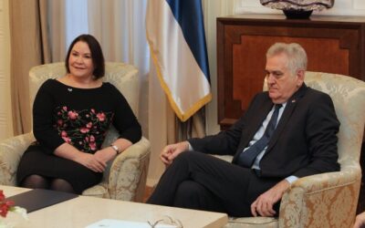 Karla Hershey, new UN Resident Coordinator in Serbia/UNDP Resident Representative presents her credentials to Tomislav Nikolic, President of the Republic of Serbia