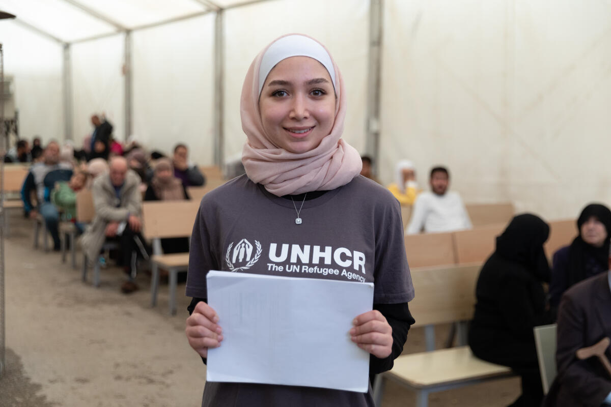 مايا غزال في مركز التسجيل التابع للمفوضية في عمان، أكبر مركز تسجيل في الشرق الأوسط.