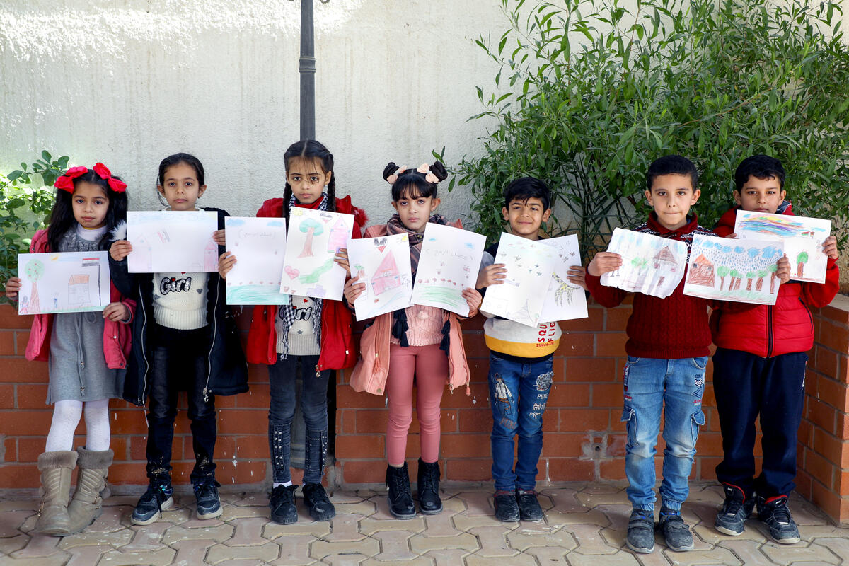 Jordan. Refugee children draw what they imagine Syria to look like