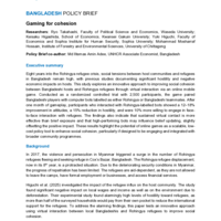 Bangladesh policy brief: Gaming for cohesion