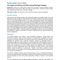 Bangladesh policy brief: The impact of livelihood activities among Rohingya refugees