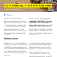 Sudan Emergency: Critical life-saving needs summary [September – December 2025]