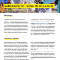 Sudan Emergency: Critical life-saving needs summary [November 2025 – January 2026]