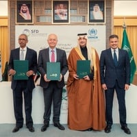 جانب من مراسم التوقيع على مذكرة التفاهم بين المفوضية والصندوق السعودي للتنمية لتحسين فرص الحصول على المياه في السودان.