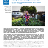 UNHCR's Recommendations to Ireland for its EU Presidency, January-June 2013