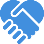 An icon of two hands intertwined, representing partnership