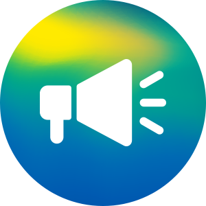 An icon of a speaker, representing advocacy