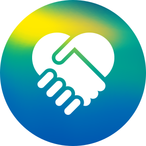 An icon of two hands intertwined, representing partnership