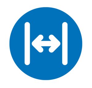 An icon representing a gap between two lines