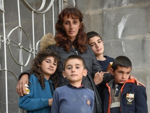 Syuzanna Bazazyan, 43, and her four children Lilit, 10, and her three brothers.