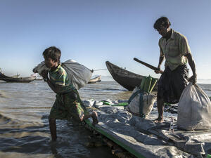 Bangladesh. Rohingya cross Naf River to reach refugee camps