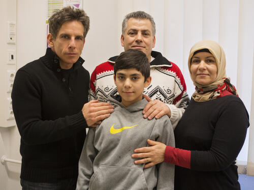 Germany. UNHCR High Profile Supporter Ben Stiller visits Syrian refugees in Berlin.