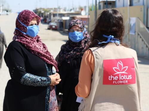 The NGO Lotus Flower providing community outreach and information on PSEA. Iraq.