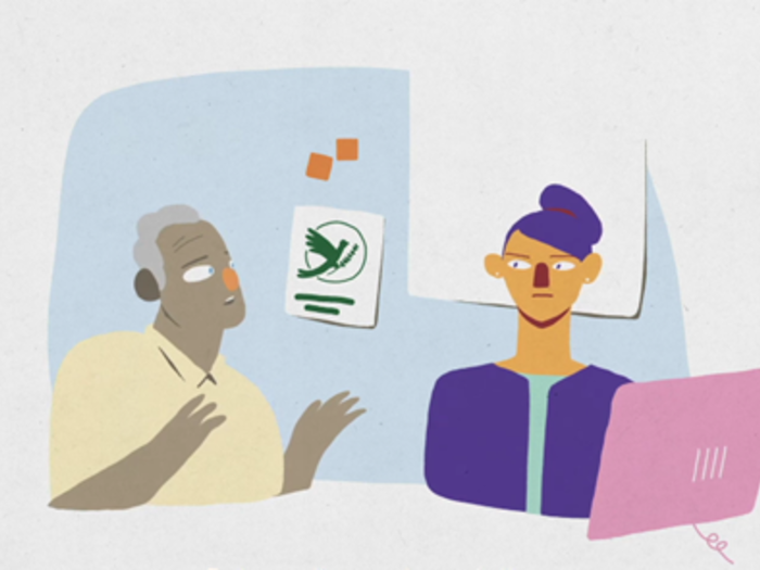 Illustration of two persons talking.