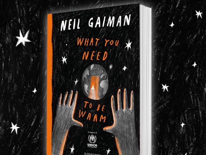 Neil Gaiman 'What you need to be warm' book cover. A powerful poem of welcome.