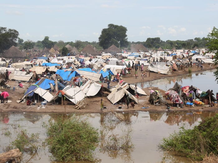 Flooding around the refugee settlement