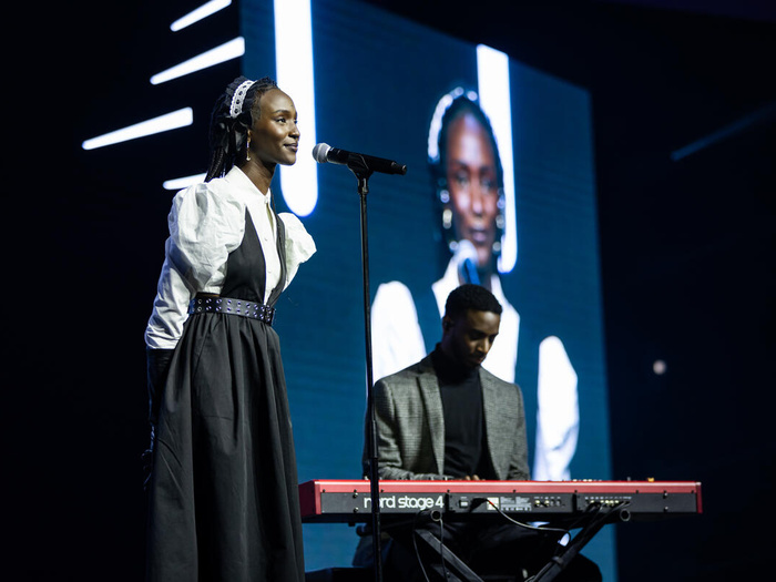 Lous and the Yakuza performs live onstage at the 2023 UNHCR Nansen Refugee Award ceremony.