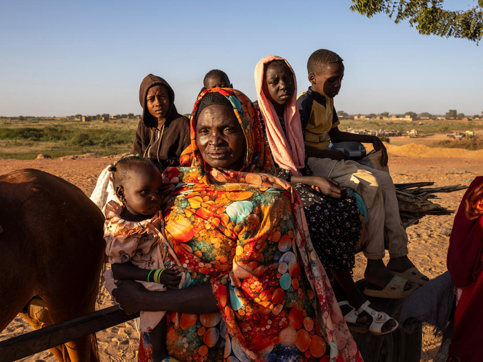 Chad. Sudanese refugees arrive at border in Adre fleeing violence