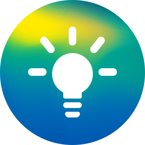 An icon of a light bulb that lights up, representing new ideas and innovation