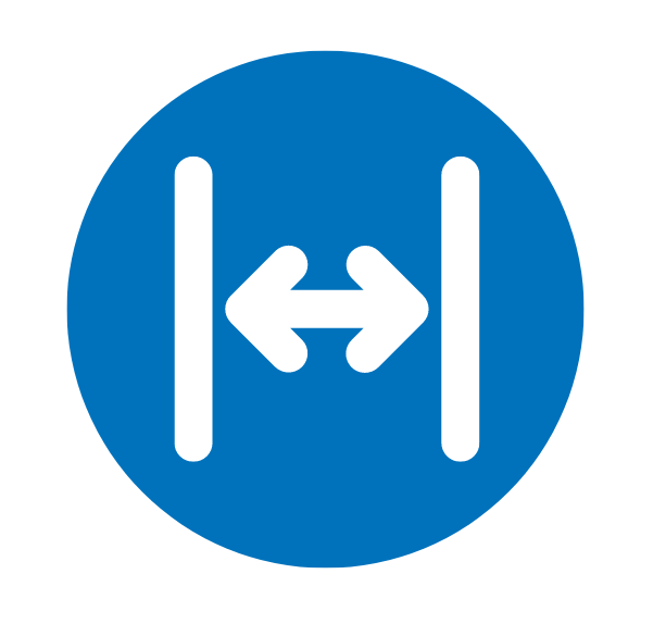 An icon representing a gap between two lines