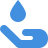 Pictogram of a water drop hovering over an open hand