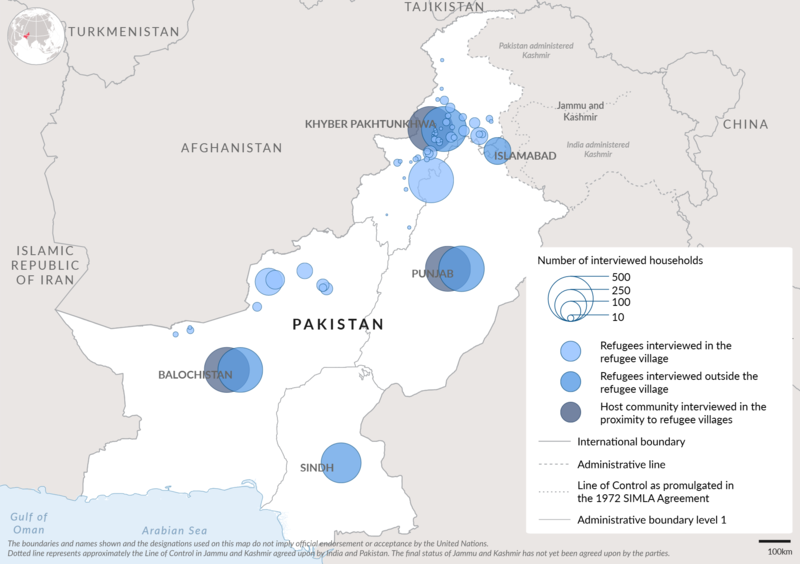 Map showing the households interviewed in Pakistan
