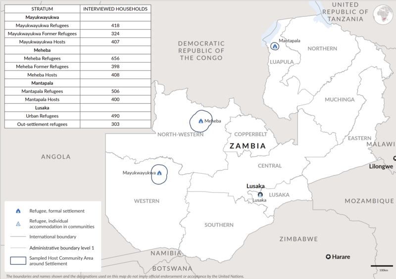 Map showing the households interviewed in Zambia