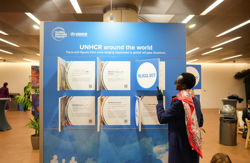 Espace d'exposition au Forum mondial sur les réfugiés 2023
