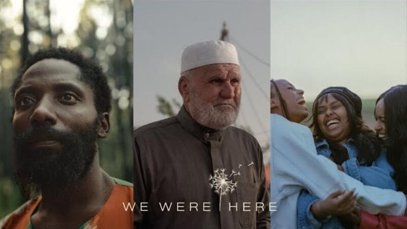 A collage of a Congolese man, a Syrian man and three Ukrainian women