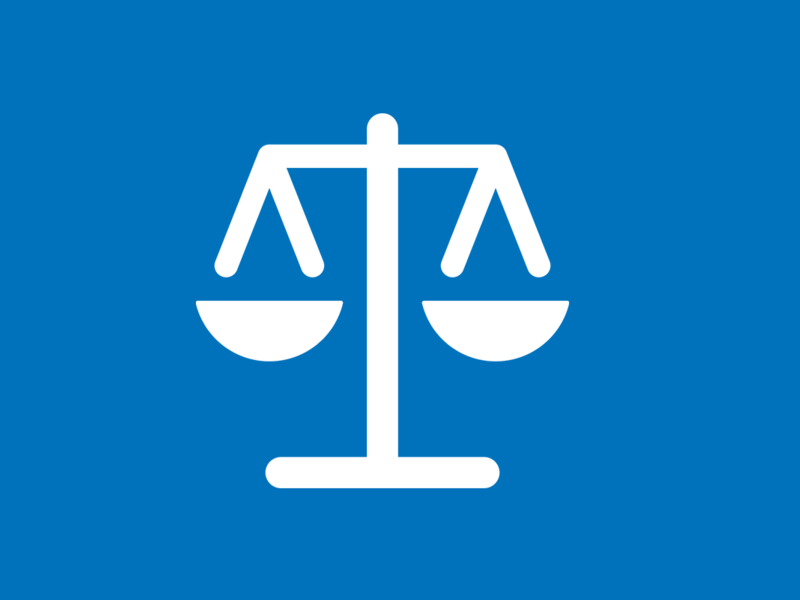 An icon of scales to represent law and justice. 