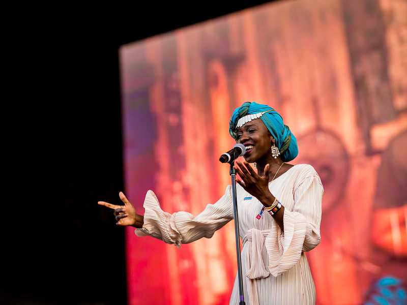 Slam Poet and UNHCR Goodwill Ambassador Emi Mahmoud performs at the Sziget Festival in Hungary.
