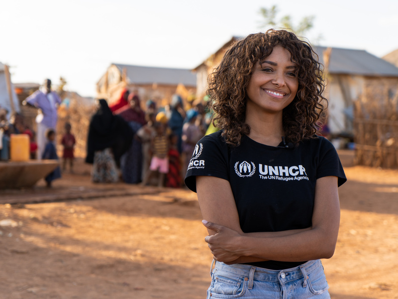 UNHCR High-Profile Supporter Kat Graham visits refugees in Melkadida camp, Ethiopia 