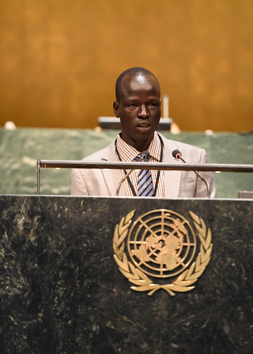 Yiech Pur Biel speaks at the UN General Assembly.
