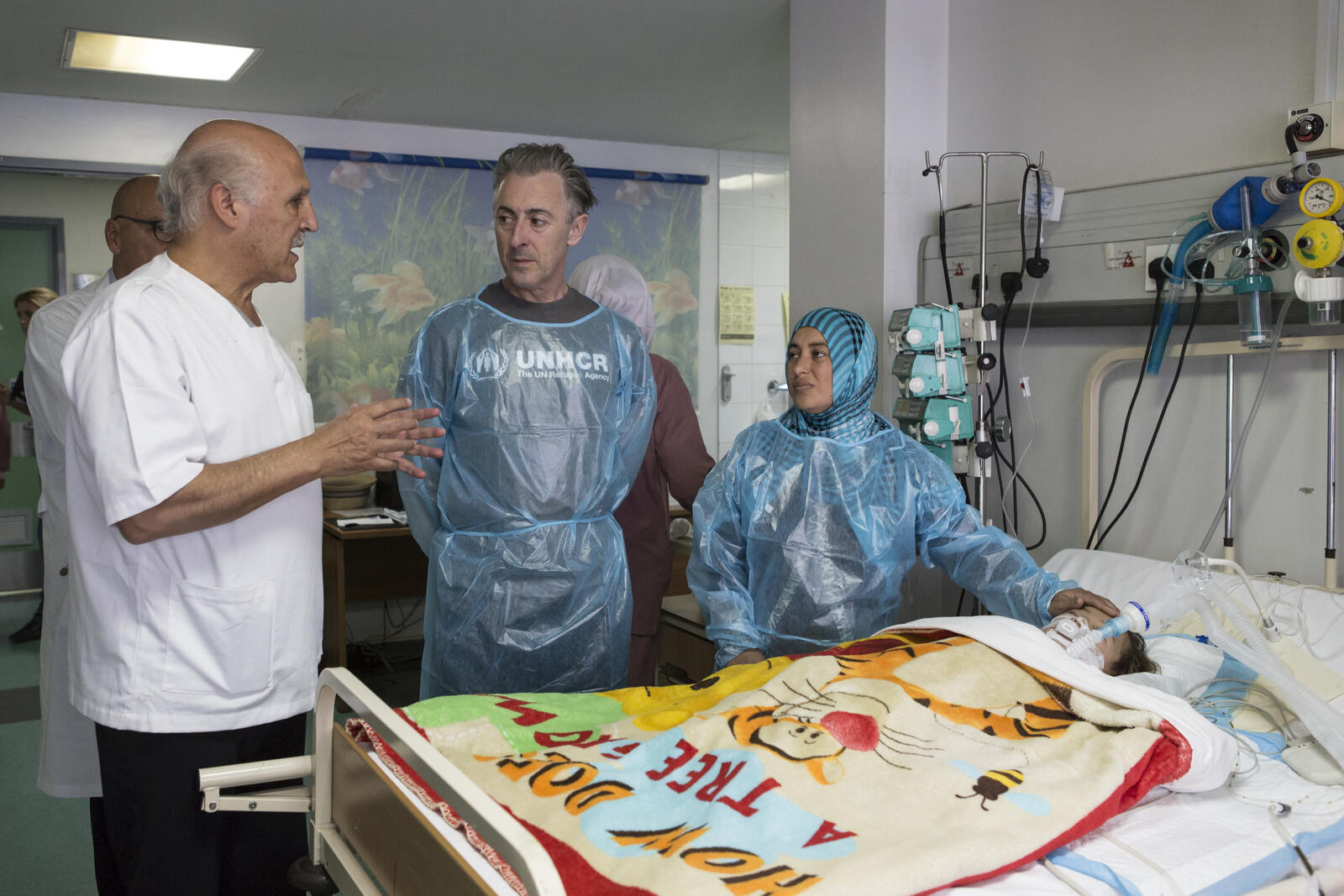 UNHCR High Profile Supporter Alan Cumming visits pediatric patient at Rafic Hariri University Hospital