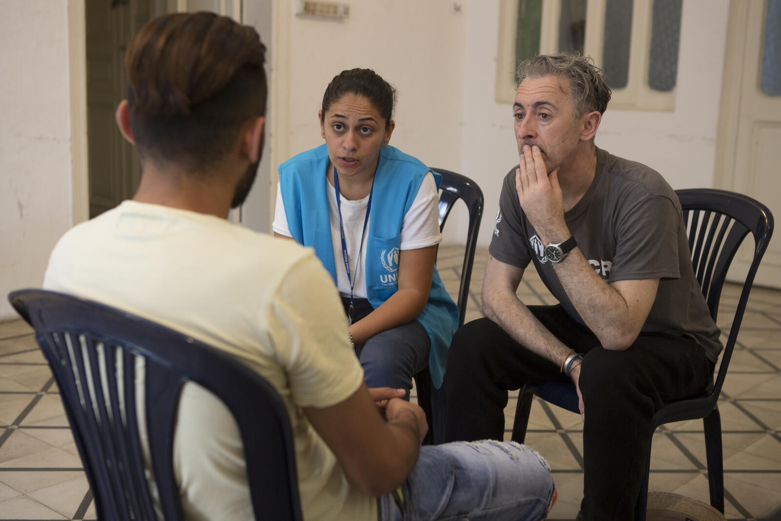 Lebanon. UNHCR High Profile Supporter Alan Cumming meets Mohamed*, an LGBTI refugee at Zico House.