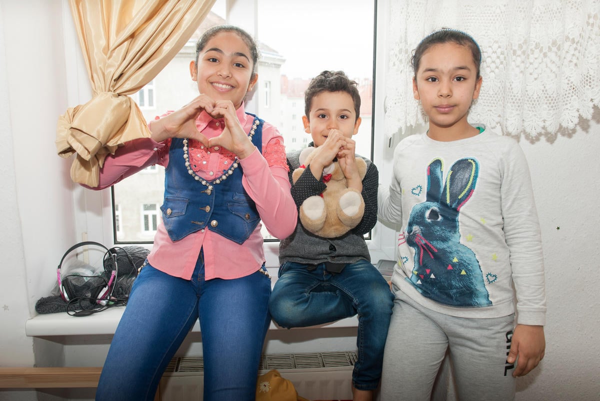 Austria. Syrian refugee family reunited