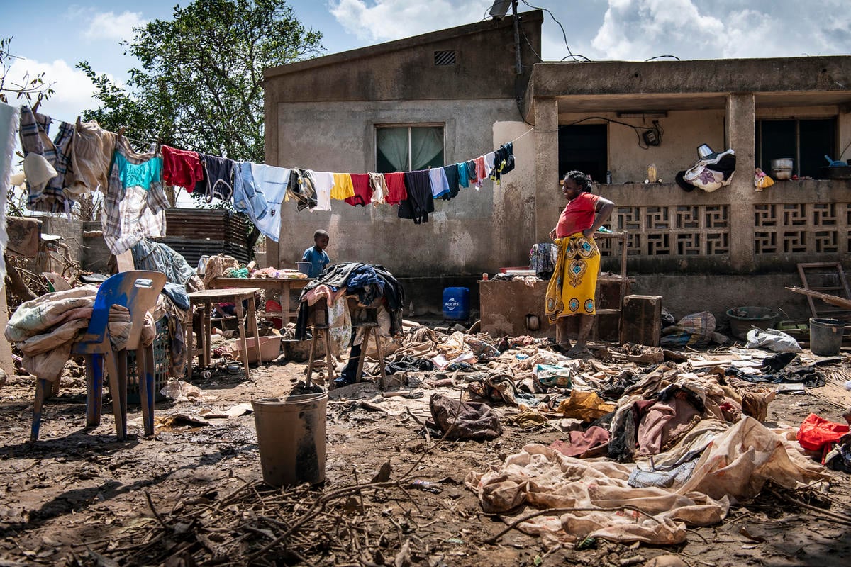 Mozambique. Ruins of a household of belongings in Buzi