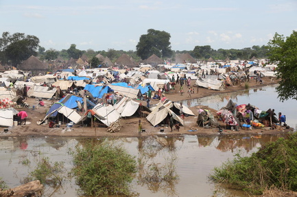 Flooding around the refugee settlement